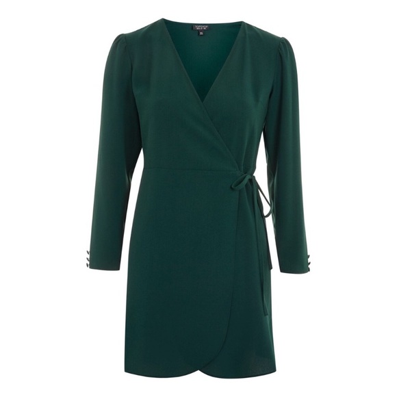 topshop green wrap dress